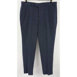 Moss 1851 Men's 36 x 29 Tailored Fit Blue Flannel Herringbone Flat Trouser Pants